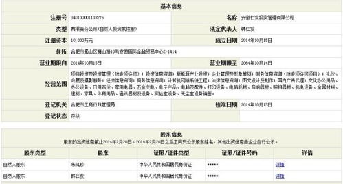 安徽仁發(fā)投資管理公司的法人是韓仁法嗎